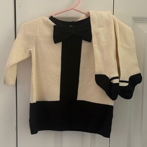 Tahari Baby Black and Cream Bow Sweater Dress
